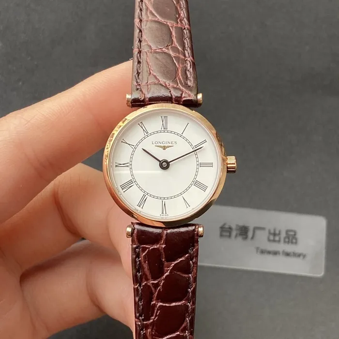 top-tier watch Longines couple watch white dial brown belt Jialan series leather strapquartz watch bracelet picture