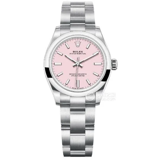EW Oyster Perpetual Rolex watch pink dial 31MM steel bracelet model m277200-0004braceletlive photos