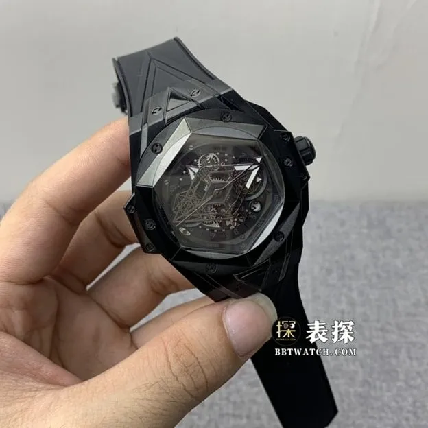 HBHublot watch men's watch ceramic hollow plate rubber model pictures and prices side live photo