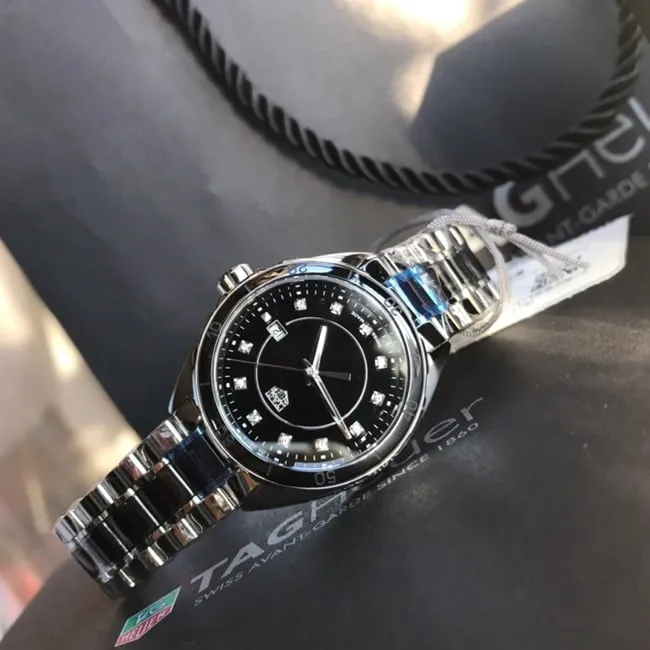 Original watch TAG Heuer women's quartzblack dialsteel bracelet diving series watch clasp picture