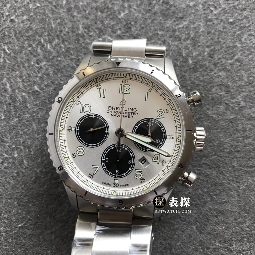 BL factory Breitling Legend Aviation top-tier watch men's silver panda disc steel bracelet model pictures and prices side live photo