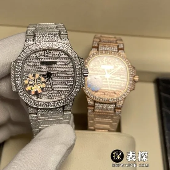 GR factory Patek Philippe71181:1top-tier watch ladies pavé diamond plate steel bracelet model pictures and prices front live photo