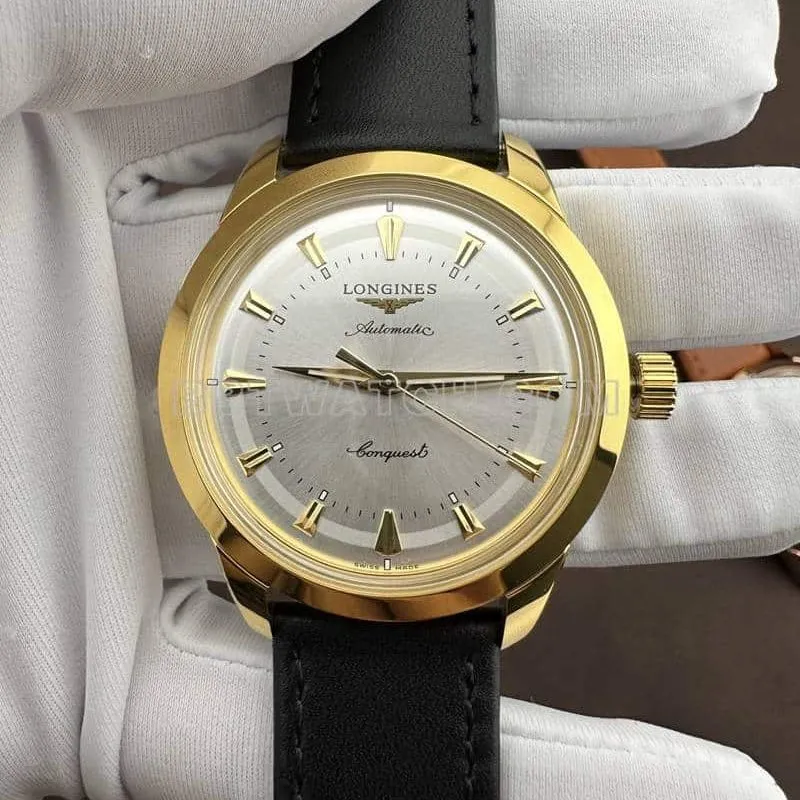 AF FactoryLongines Concast stop-tier silver white dialyellow goldleather strap model clasplive photos