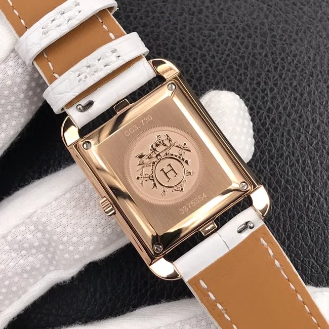 YF factory top-tier watch Hermès women's white dial white belt leather strapquartz watch bracelet picture
