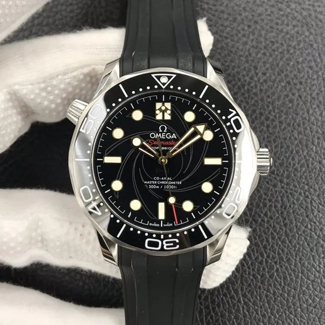 OR factory top-tier replicaOmegaSeamaster300m men's black dialrubber strap42mm watch leather strap picture