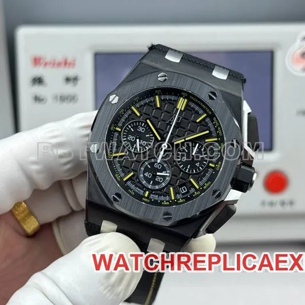 Audemars Piguet collectible watch LS factory Royal Oak offshore type 43MM black dialchronograph mechanical rubber model 26420side live photo