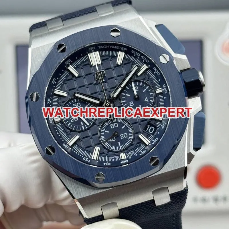 Audemars Piguet1:1replica watch LS factory Royal Oak offshore type 43MM blue dialchronograph mechanical rubber model 26420side live photo
