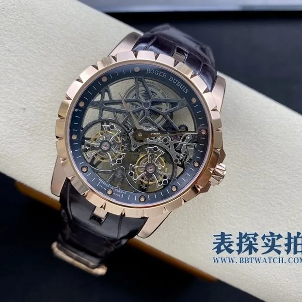 YS King Roger Dubuis 1:1replica watch rose gold hollow double flying tourbillonRDDBEX0283bracelet picture