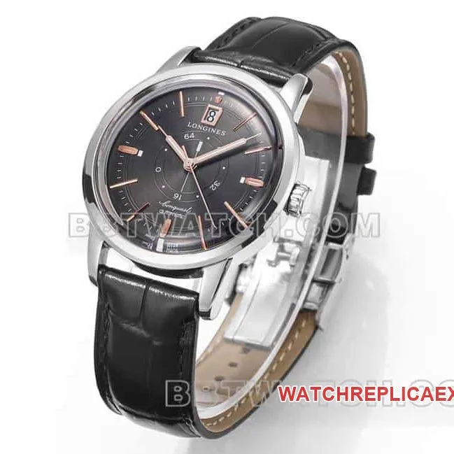 AD factory Longines classic replicasuper carbon black dialleather strap model L1.648.4.62.2front live photo
