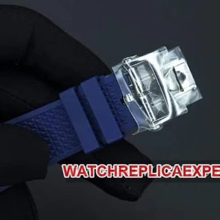 8F factory Vacheron Constantintop-tier watch Overseas series men's blue dial nylon strap mechanical side view