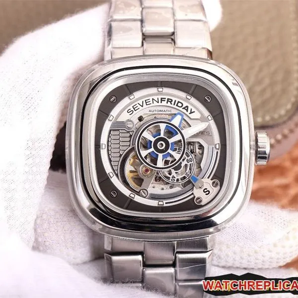 SEVENFRIDAY seven day display five watch automatic movementmen's watch Swiss steel bracelet large dialS1/01M front view