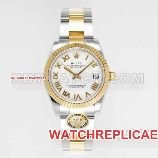 ARF FactoryRolex log 1:1super clonewhite dial31mm gold three-lattice chain link278273side live photo