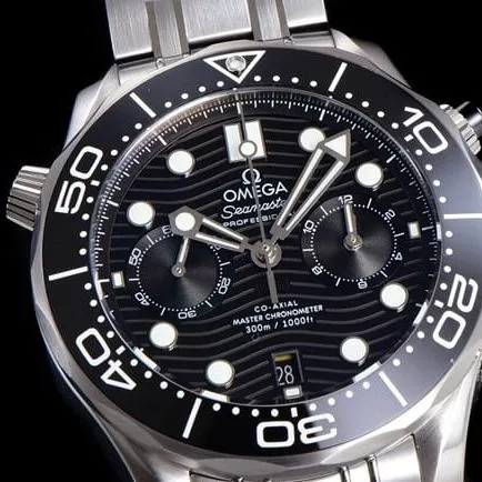 OM Factorytop-tier watch Omega men's black dialsteel bracelet new Seamaster 300m 44mmchronograph watch clasp picture