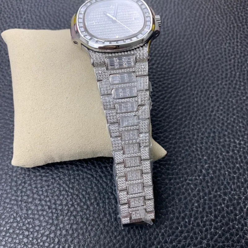Patek Philippe Nautilus 5719/1G-001 full diamond watch side view