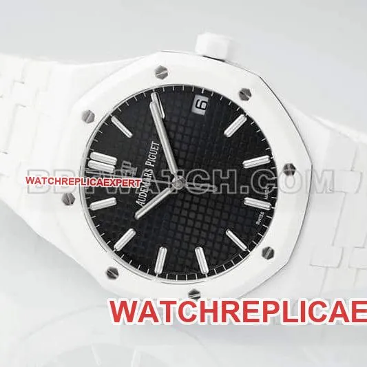 APS factory Audemars PiguetRoyal Oak1:1super cloneblack dial white ceramic15500side live photo