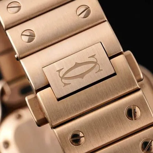 Cartiertop-tier watch Santos series ladies steel braceletdiamondwhite dialrose gold watch clasp picture