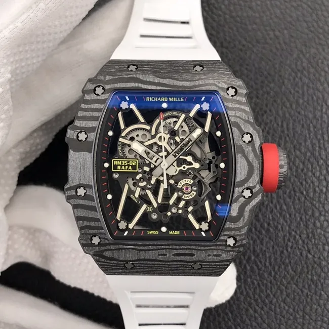 ZF Factorytop-tier watch Richard MilleRM035-2black dial white rubber strapautomatic movement watch leather strap picture