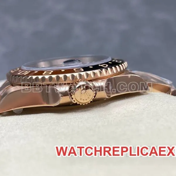 Rolex collectible watch ARF FactoryGMT-Master tiger eye stone GMTrose goldsteel bracelet side live photo