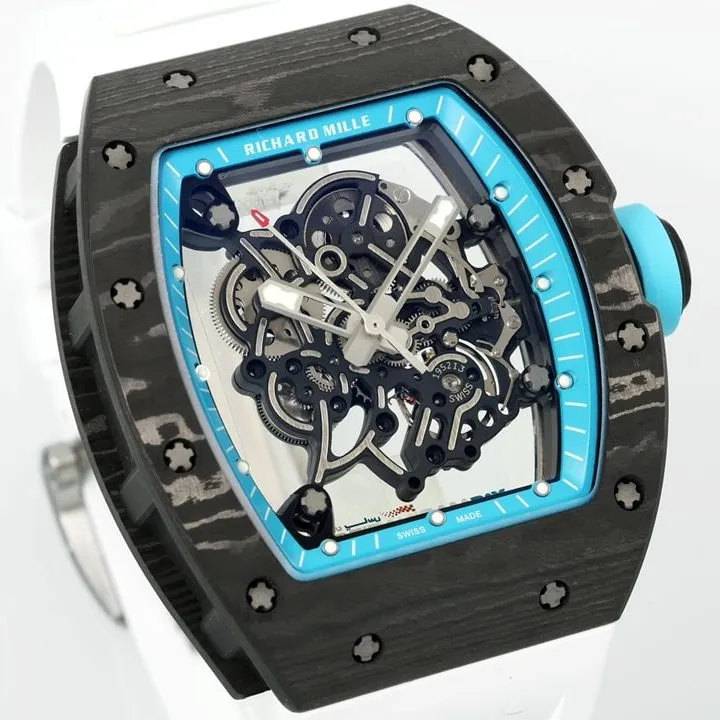 APSRichard Milletop-tier 1:1high-quality carbon fiber case white rubber model RM055side live photo