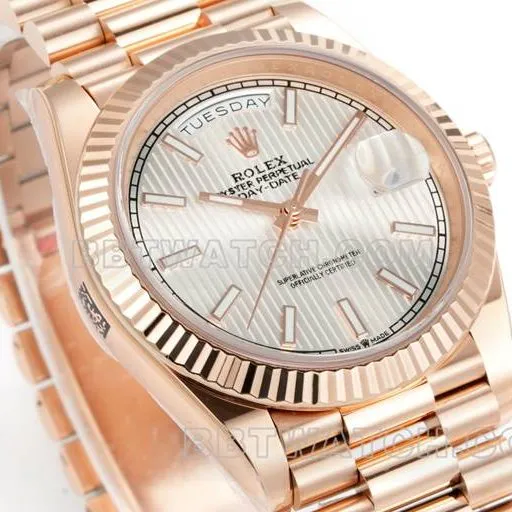 watch Rolexrose goldPPM factory Day-Date mechanical silver dialside live photo