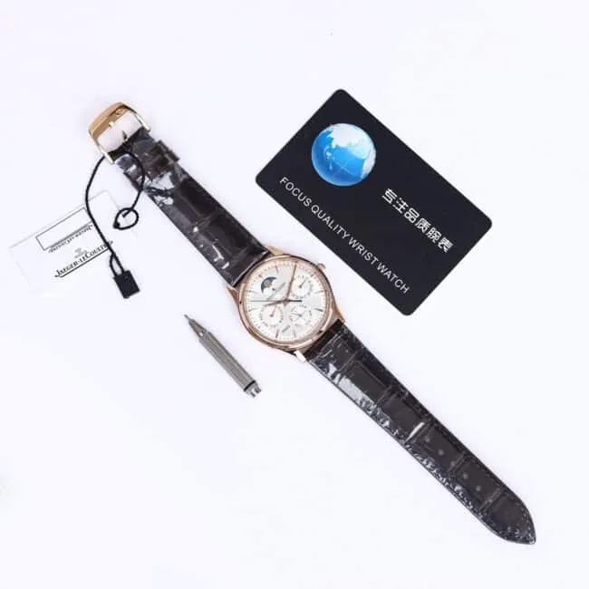 TW factory top-tier watch Jaeger-LeCoultre master moon phaserose goldwhite dial perpetual calendar automatic movement men's watch movement picture