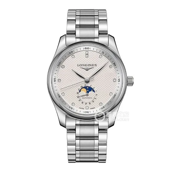 APS factory Longines watchmaking traditional top-tier 1:1super clonesilver dialmoon phasesteel bracelet model L2.909.4.77.6side live photo