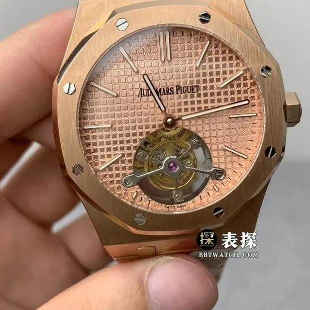 R8 factory Audemars PiguetRoyal Oaktop-tier watch men's gold plate tourbillonsteel bracelet model pictures and prices side live photo