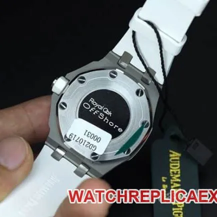 top-tier watch Audemars PiguetRoyal Oak diamond ladies white dial watch white rubber strapquartz movement watch side view