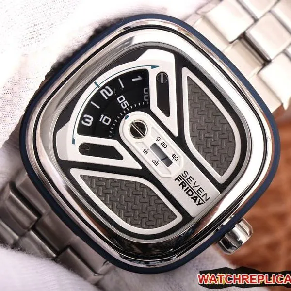 watch SEVENFRIDAY/seven day display five watch Swiss automatic movementmen's watchsteel bracelet large dialM1B/01M side view