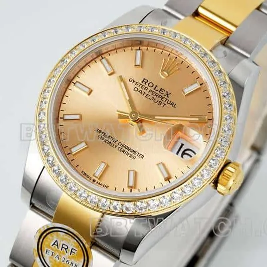 ARF FactoryRolex log gold plate diamond bezel31mm gold three grid link 278383braceletlive photos