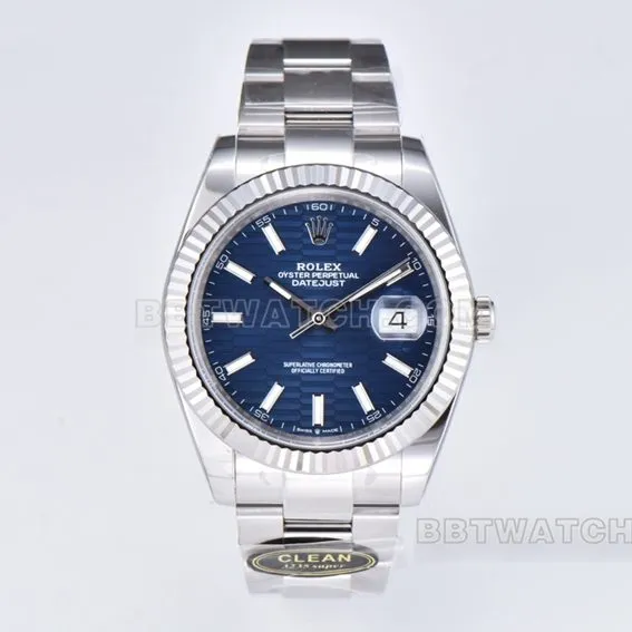 C factory Rolex log top-tier 1:1super blue pit pattern three grid chain m126334-0031front live photo