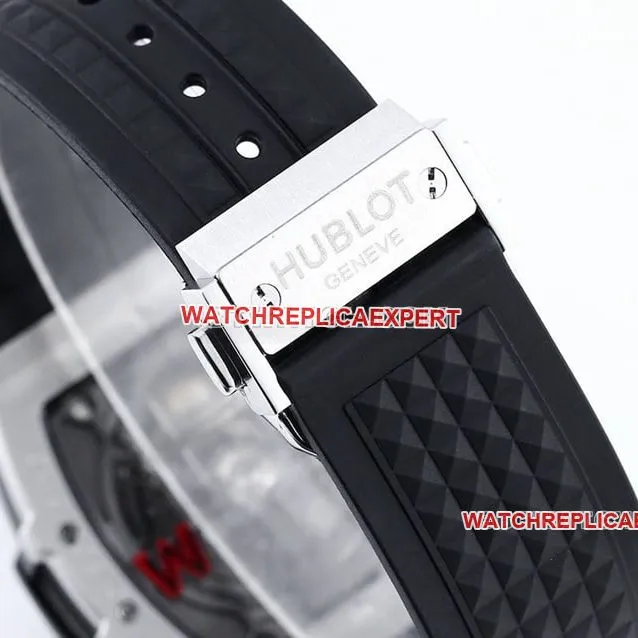 TW factory Hublot1:1super skull and hourglass patch pattern dial rubber style side live photo