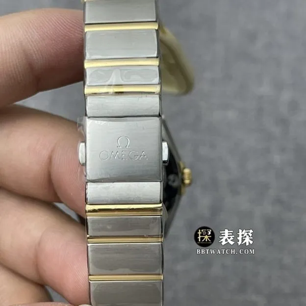 3S factory Omega Constellation top-tier watch women's white mother-of-pearl plate yellow gold diamond steel bracelet model pictures and prices side live photo