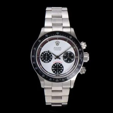 Top-tier watch Rolex white dial men's retro series manual chronograph movement watch front view