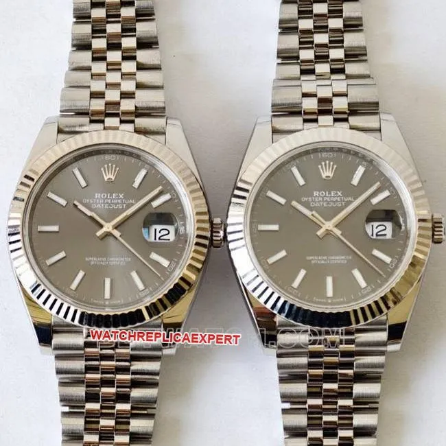 ERF factory date display type genuine and fake comparison evaluation Rolex gray plate top-tier table front live photo