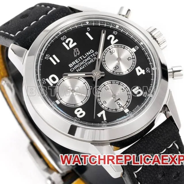 Breitlingtop-tier watch BLS factory Yueyang black dial41mmchronograph7750movementleather strap model side live photo