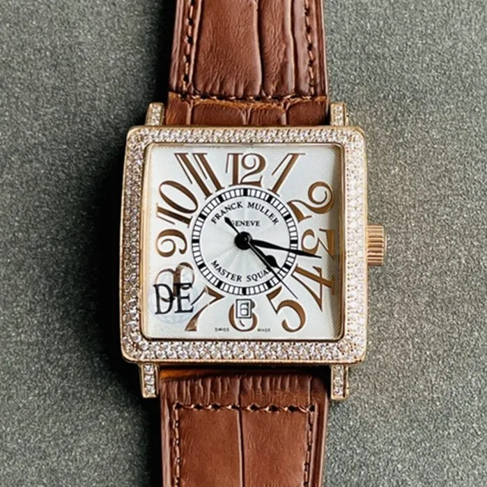 top-tier watch Frank Muller men's black dial starry series leather strap watch front view