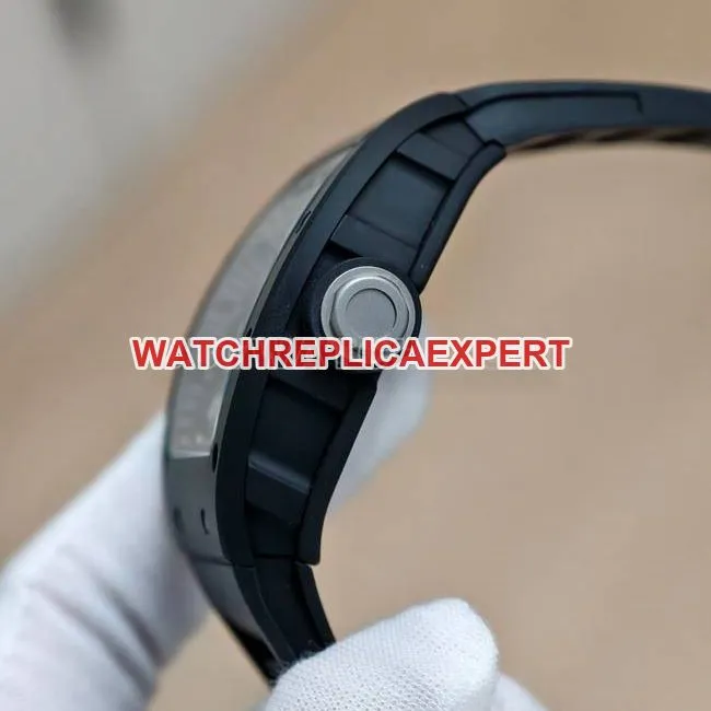 Richard Milletop-tier watch APS factory tourbillon mechanical black ceramic rubber model RM055clasplive photos