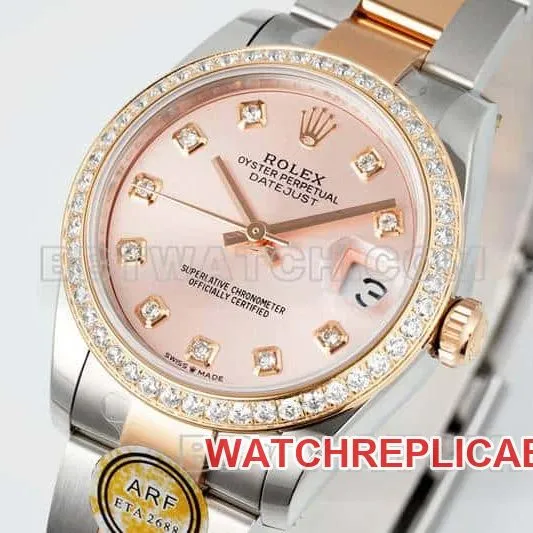 ARF FactoryRolex log super clonerose gold plate diamond bezel31mm gold three grid link 278381side live photo