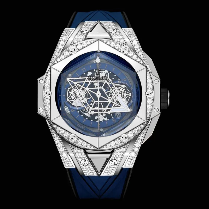 HublotHublotreplica watch new BigBangSangBleuII tattoo men's mechanical watch clasp picture