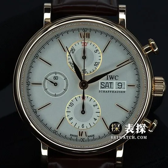 Universal Portofino Top collectible watches Men's Mechanical 6-Hand Chronograph White Plate strap models Pictures and Prices Front View Photos
