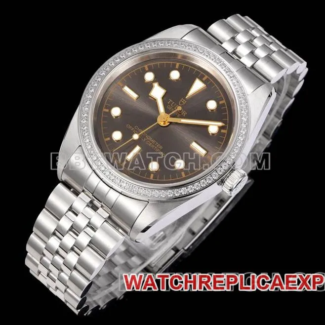 Tudor collectible watch V9 Factory Biwan brown plate 41mm Swarovski diamond circle mechanical steel bracelet front live photo