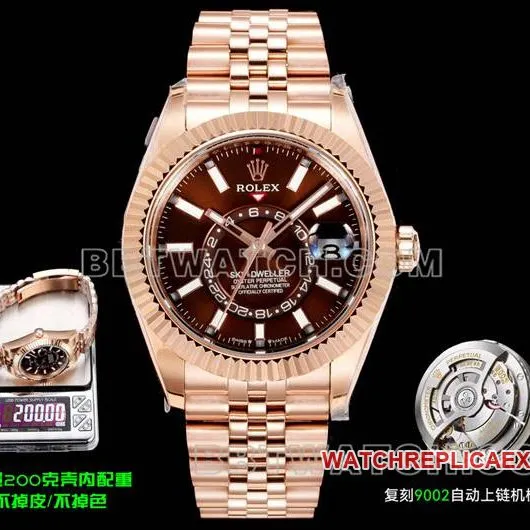 collectible watch AR+ factory Rolex Navigator brown dial mechanical rose gold steel bracelet caseback live photo
