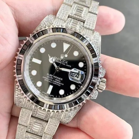 Rolextop-tier watch men's black dialsteel bracelet fully automatic movementSubmariner watch clasp picture
