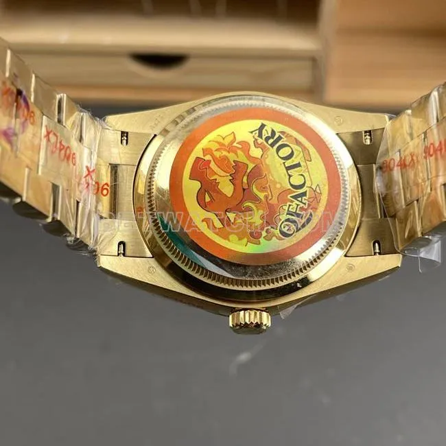 1:1replica watch QF factory Day-DateRolex smoked green dialyellow gold2836 mechanical 36mmbraceletlive photos