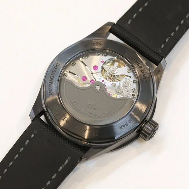 top-tier watch Blancpain men's blue dial nylon belt fifty fathoms automatic movement watch detail shots