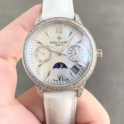 Patek Philippetop-tier watch fully automatic movement women's white dialleather strapclasp picture