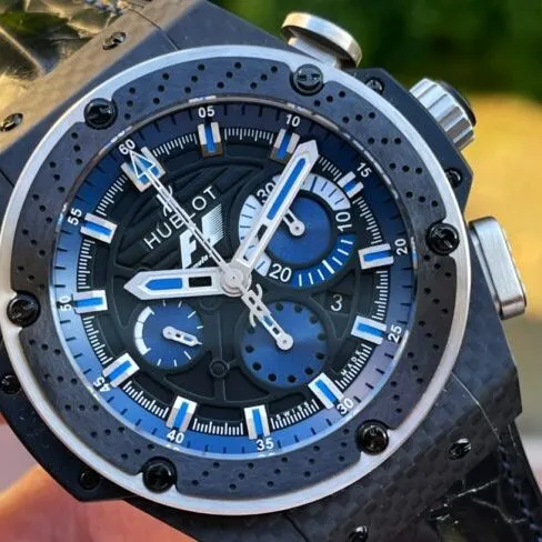 top-tier replicaV6 factory Hublot track blue storm 48MM king supreme series men's watch front view