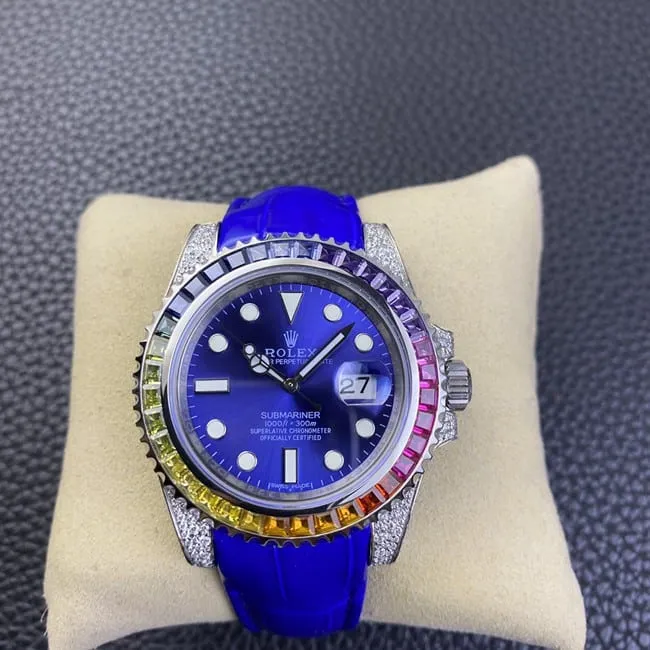 Rolextop-tier Submariner series fully automatic movement blue dial blue belt men's watch front view