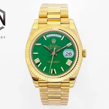 top-tier replicaRolexday displayDatejustK gold men's mechanical watchleather strap watch